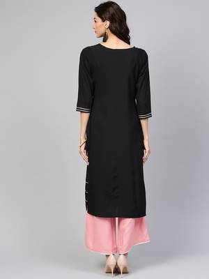 black rayon plain long-kurtis For Women 5