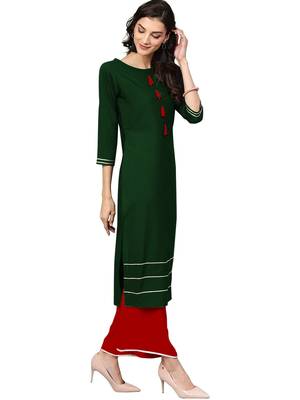 green rayon plain long-kurtis For Women 4