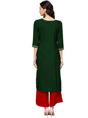 green rayon plain long-kurtis For Women 5