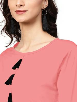 pink rayon plain long-kurtis For Women 2