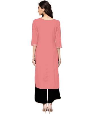 pink rayon plain long-kurtis For Women 5