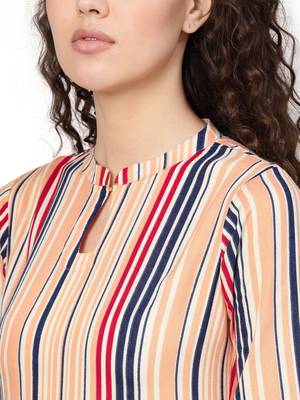 orange rayon printed long-kurtis For Women 3