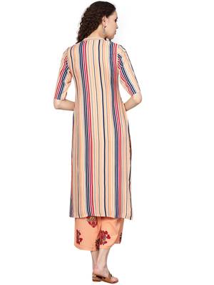 orange rayon printed long-kurtis For Women 4