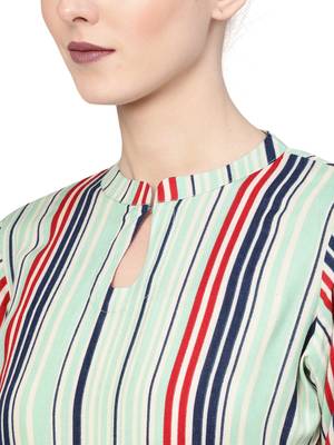 parrot-green rayon printed long-kurtis For Women 3