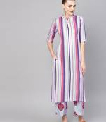 purple rayon printed long-kurtis For Women