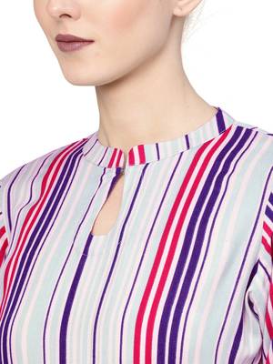 purple rayon printed long-kurtis For Women 3