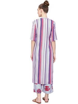 purple rayon printed long-kurtis For Women 4