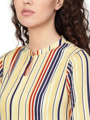 yellow rayon printed long-kurtis For Women 3