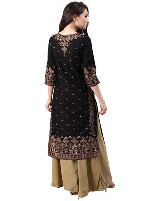 black rayon printed long-kurtis For Women 3