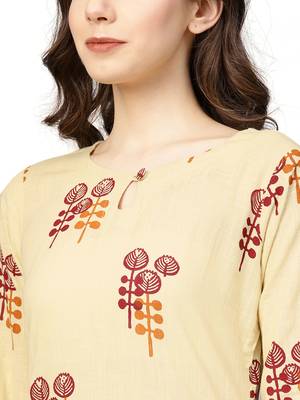 yellow rayon printed long-kurtis For Women 2