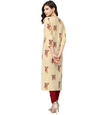 yellow rayon printed long-kurtis For Women 5