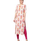 rani-pink rayon printed long-kurtis For Women