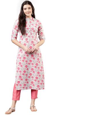 rani-pink rayon printed long-kurtis For Women 1