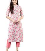 rani-pink rayon printed long-kurtis For Women