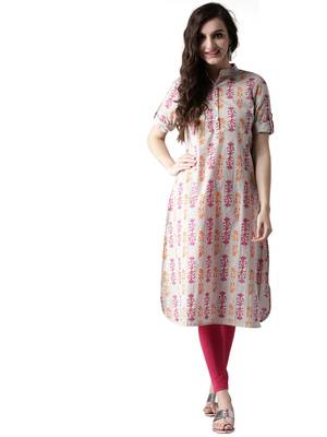 rani-pink rayon printed long-kurtis For Women 1