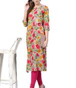 light-pink rayon printed long-kurtis For Women