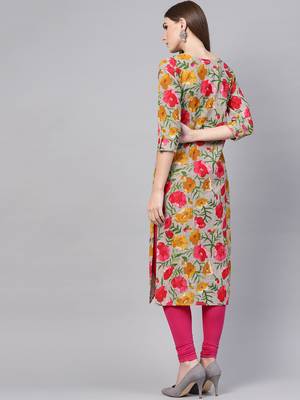 light-pink rayon printed long-kurtis For Women 4