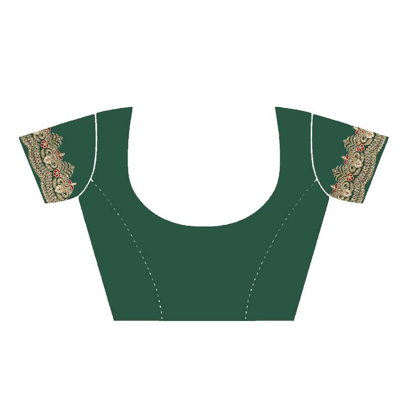 green embroidered polyester saree with blouse