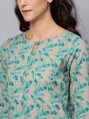 green rayon printed long-kurtis For Women 2