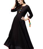black rayon printed long-kurtis For Women