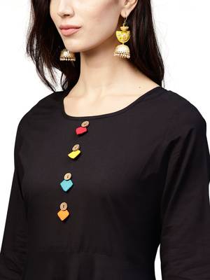 black rayon printed long-kurtis For Women 2
