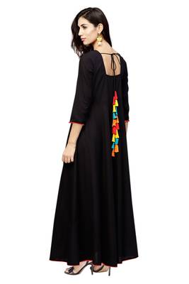 black rayon printed long-kurtis For Women 5