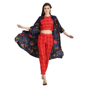 blue rayon printed Kurta & Pant Set For Women 4