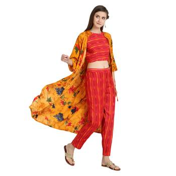 yellow rayon printed Kurta & Pant Set For Women 5