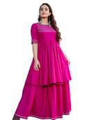 pink rayon plain designer Top & Lehnga Set For Women