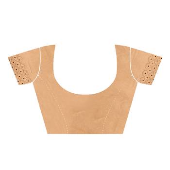 brown  embroidered polyester saree with blouse 2