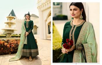 Green Silk Embroidery work Party wear Salwar Suit 2