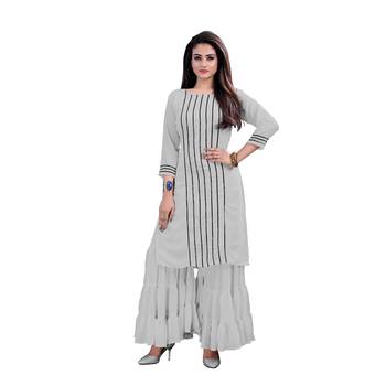 grey georgette embroidered Kurta & Sharara Set For Women 1