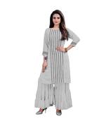 grey georgette embroidered Kurta & Sharara Set For Women