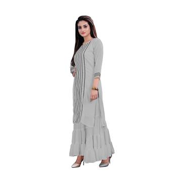 grey georgette embroidered Kurta & Sharara Set For Women 4