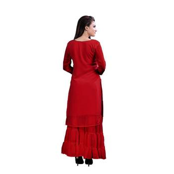 maroon georgette embroidered Kurta & Sharara Set For Women 2