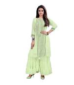 parrot-green georgette embroidered Kurta & Sharara Set For Women