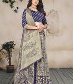 blue woven art silk saree with blouse
