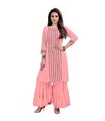 pink georgette embroidered Kurta & Sharara Set For Women