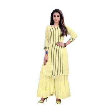 yellow georgette embroidered Kurta & Sharara Set For Women 1
