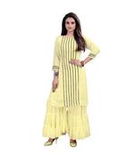yellow georgette embroidered Kurta & Sharara Set For Women