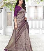 purple woven art silk saree with blouse