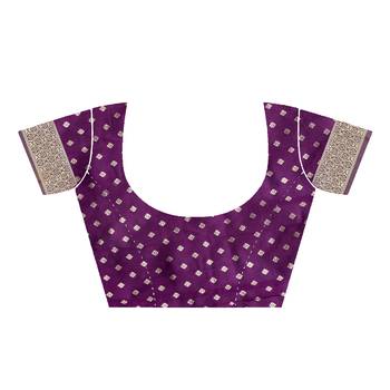 purple woven art silk saree with blouse 4