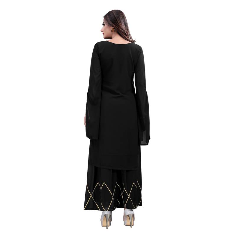 black georgette embroidered Kurta & Sharara Set For Women