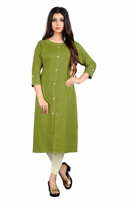 green rayon printed long-kurtis For Women 1