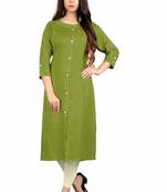 green rayon printed long-kurtis For Women