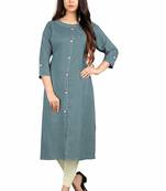 grey rayon printed long-kurtis For Women