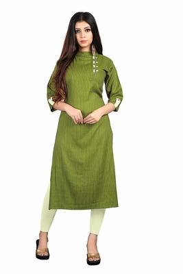 green rayon printed long-kurtis For Women 1