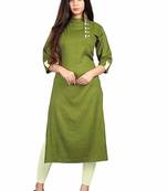 green rayon printed long-kurtis For Women