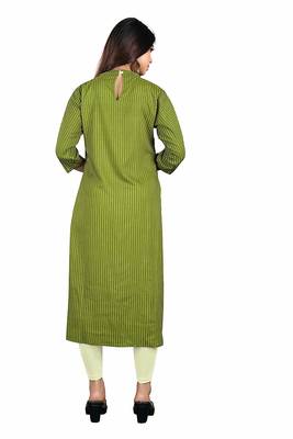 green rayon printed long-kurtis For Women 2