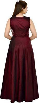 Maroon Diamond Work  Tafeta Satin With Inner Full Stiched Anarkali Gown 2